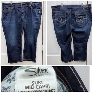 Silver‎ Suki super stretch denim jean mid capri capris women's 24 x 22.5